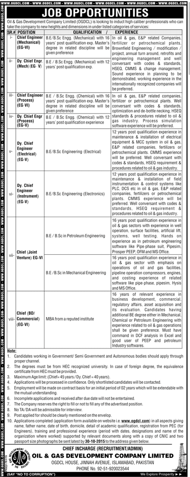 JOBS IN OIL AND GAS DEPARTMENT COMPNEY LIMITED ISLAMABAD 2015
