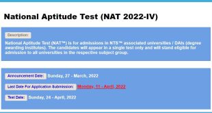 National Aptitude Test (NAT 2022-IV)