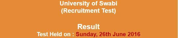 Swabi University, Main Campus Swabi Recruitment Test Result