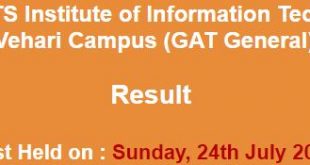 COMSATS Institute of Information TechnologyVehari Campus(GAT General)NTS Result 2016
