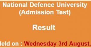 National Defence University NTS Result 2016
