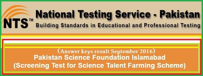 Test for Science Talent Farming Scheme Test result