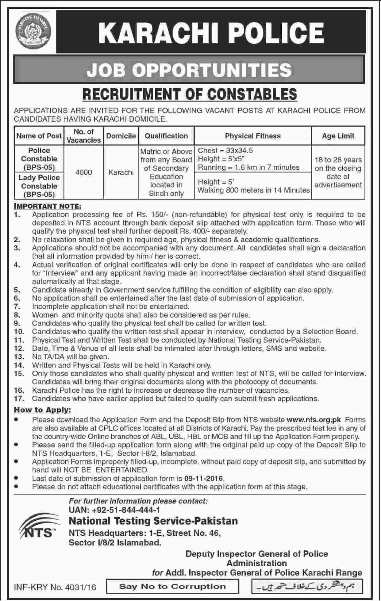 Karachi Police Job Opportunities