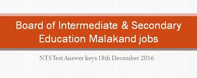 Board of Intermediate & Secondary Education Malakand Answer keys
