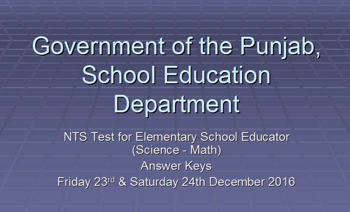 NTS Punjab Educators Answer keys