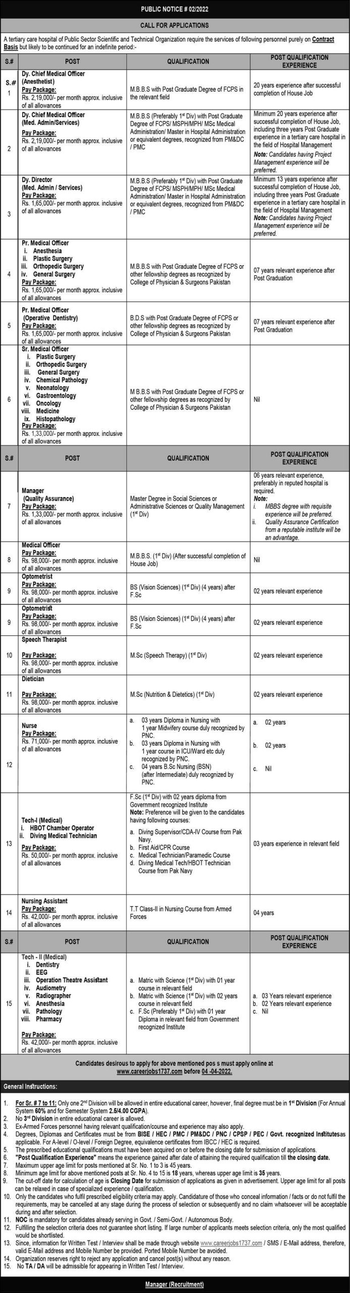 Public Sector Scientific and Technological Organization Jobs 2022
