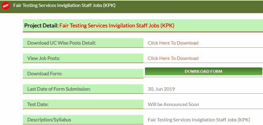Fair Testing Services Invigilation Staff Jobs (KPK)