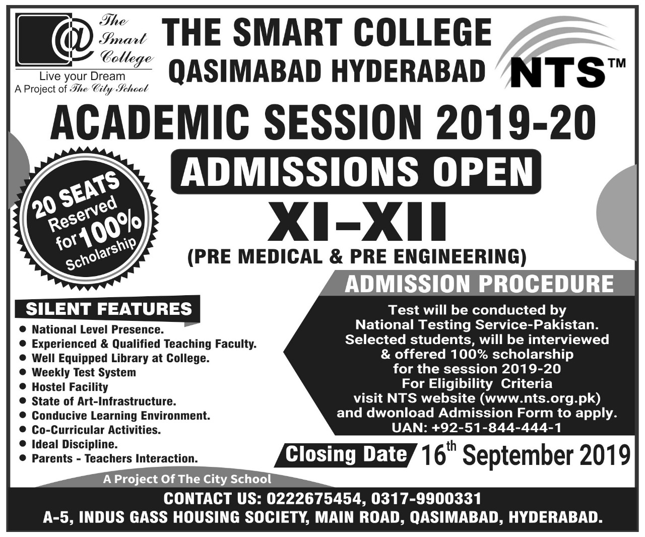 The Smart College Qasimabad Hyderabad Admissions Program 2019