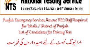 Rescue 1122 Driving Test List of Candidates November 2019