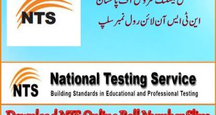 NTS Online Roll No Slip 2020 with CNIC or Name