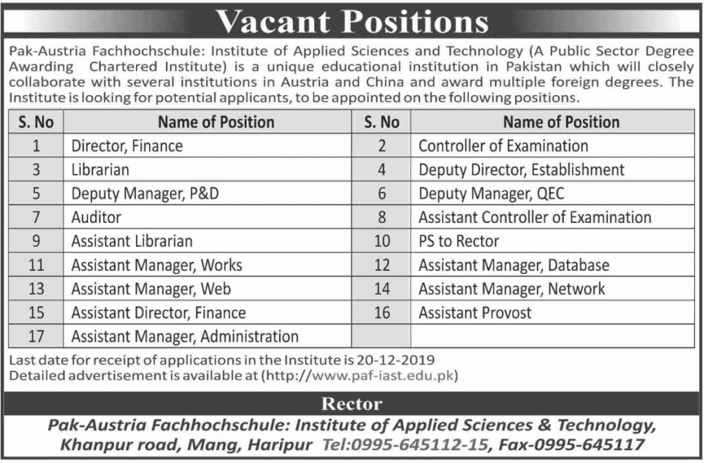 Jobs in Institute of Applied Sciences and Technology 