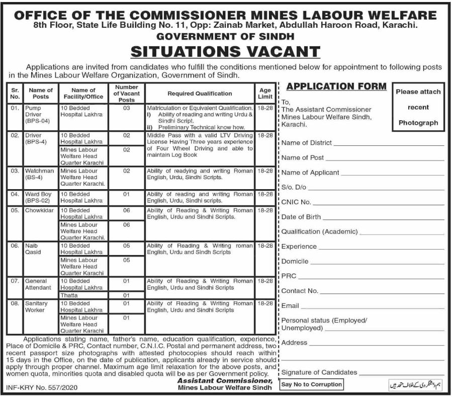 Mines Labour Welfare Organization Jobs 2nd July 2020