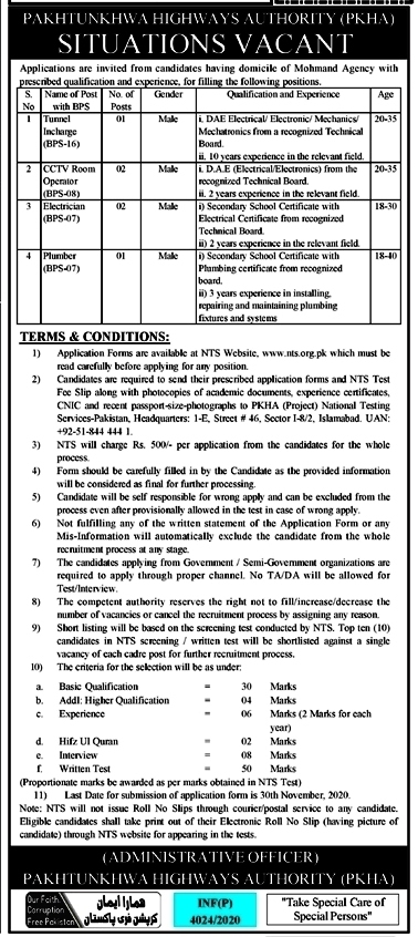 Pakhtunkhwa Highways Authority (PKHA)NTS Jobs 2020