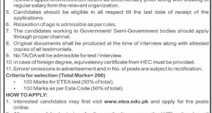 Irrigation Department ETEA Jobs 2022