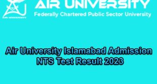 Air University Islamabad Admission NTS Test Result 2023